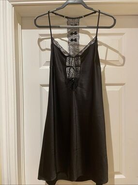 French Lingerie Black Lace Satin Chemise Boudoir Coquette Layering